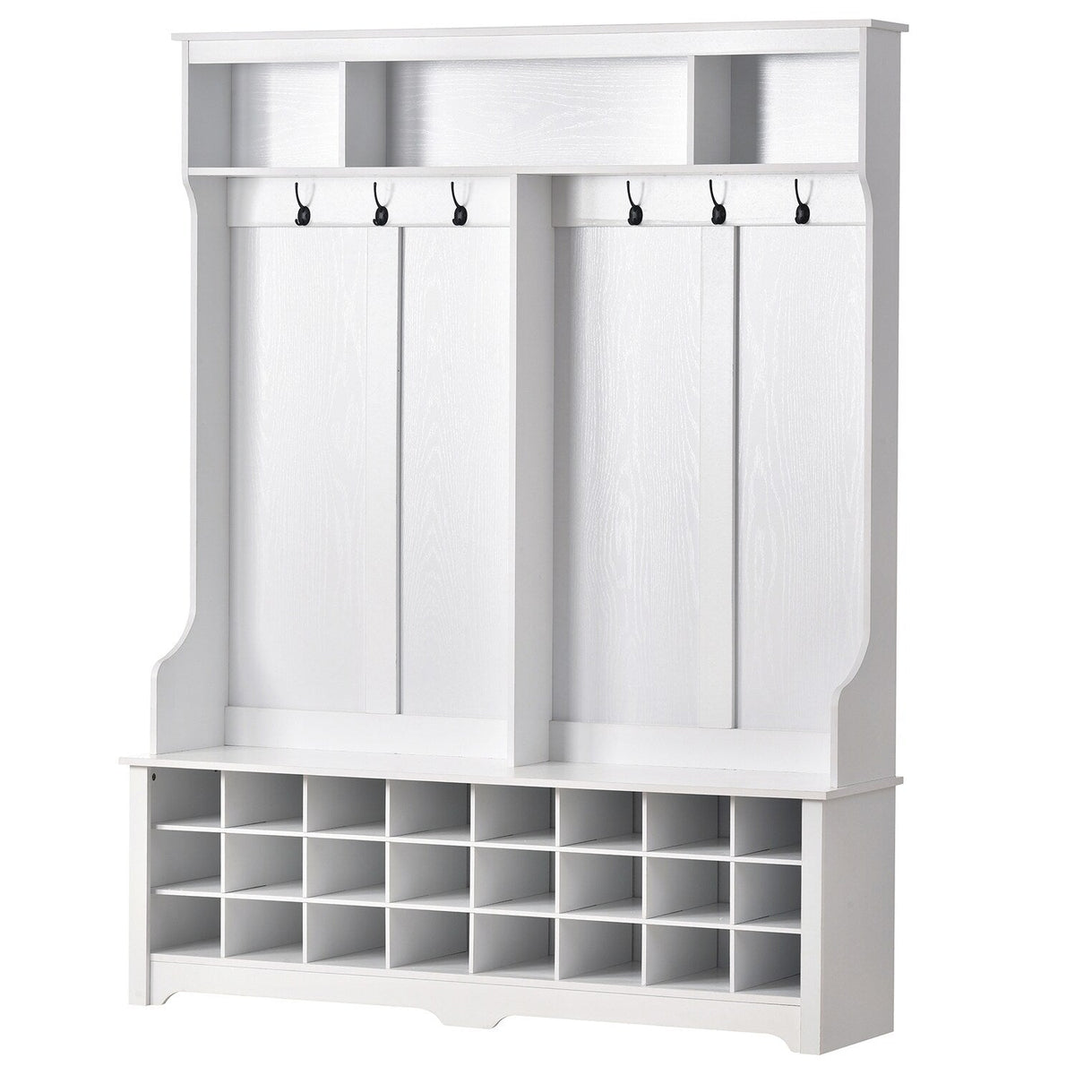 SINOFURN Hall Tree Entryway Bench with Shelves Cabinet