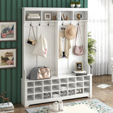 SINOFURN Hall Tree Entryway Bench with Shelves Cabinet