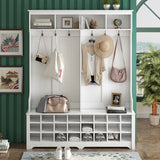 SINOFURN Hall Tree Entryway Bench with Shelves Cabinet