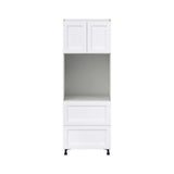 Hugo&Borg Rosemont 30-in W x 84.5-in H x 24-in D Glacier White 2-Drawers Single Oven Base Fully Assembled Cabinet (Flat Panel Shaker Style)