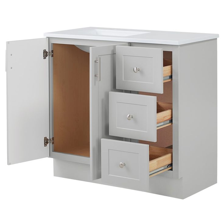Style Selections Davies 36-in Gray Single Sink Bathroom Vanity with White Cultured Marble Top (Mirror Included)