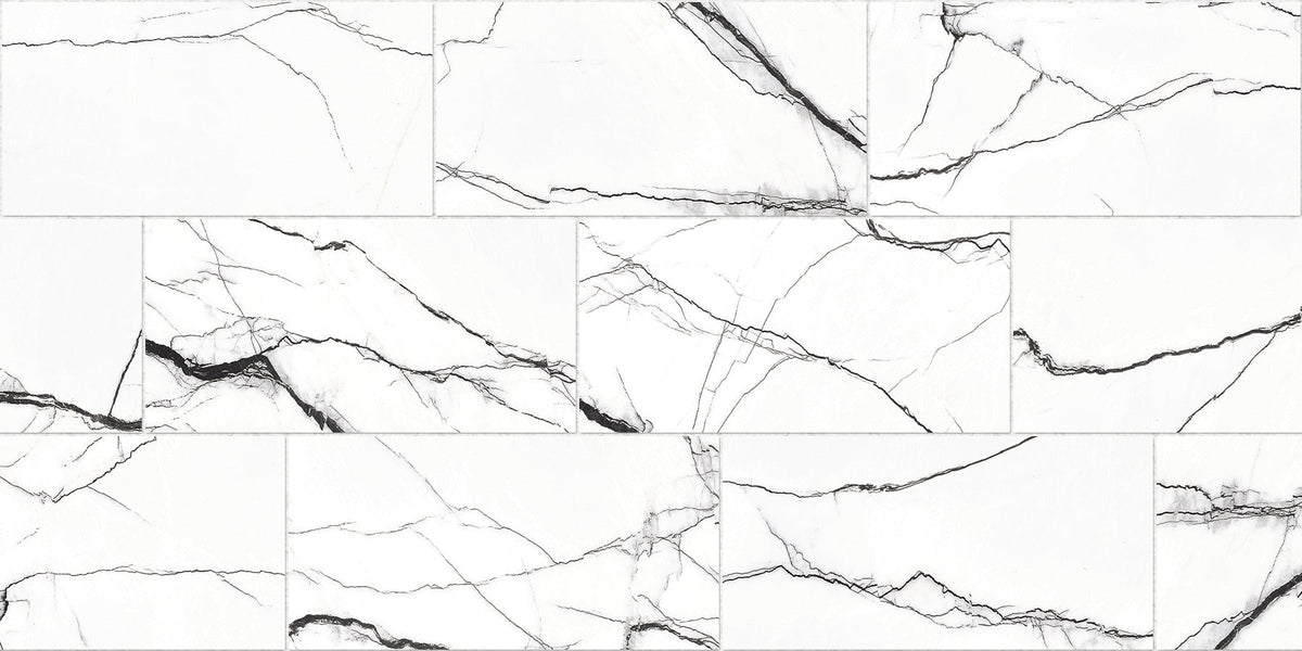 Thunder White 12-in x 24-in Matte Porcelain Marble Look Floor and Wall Tile (1.94-sq. ft/ Piece)
