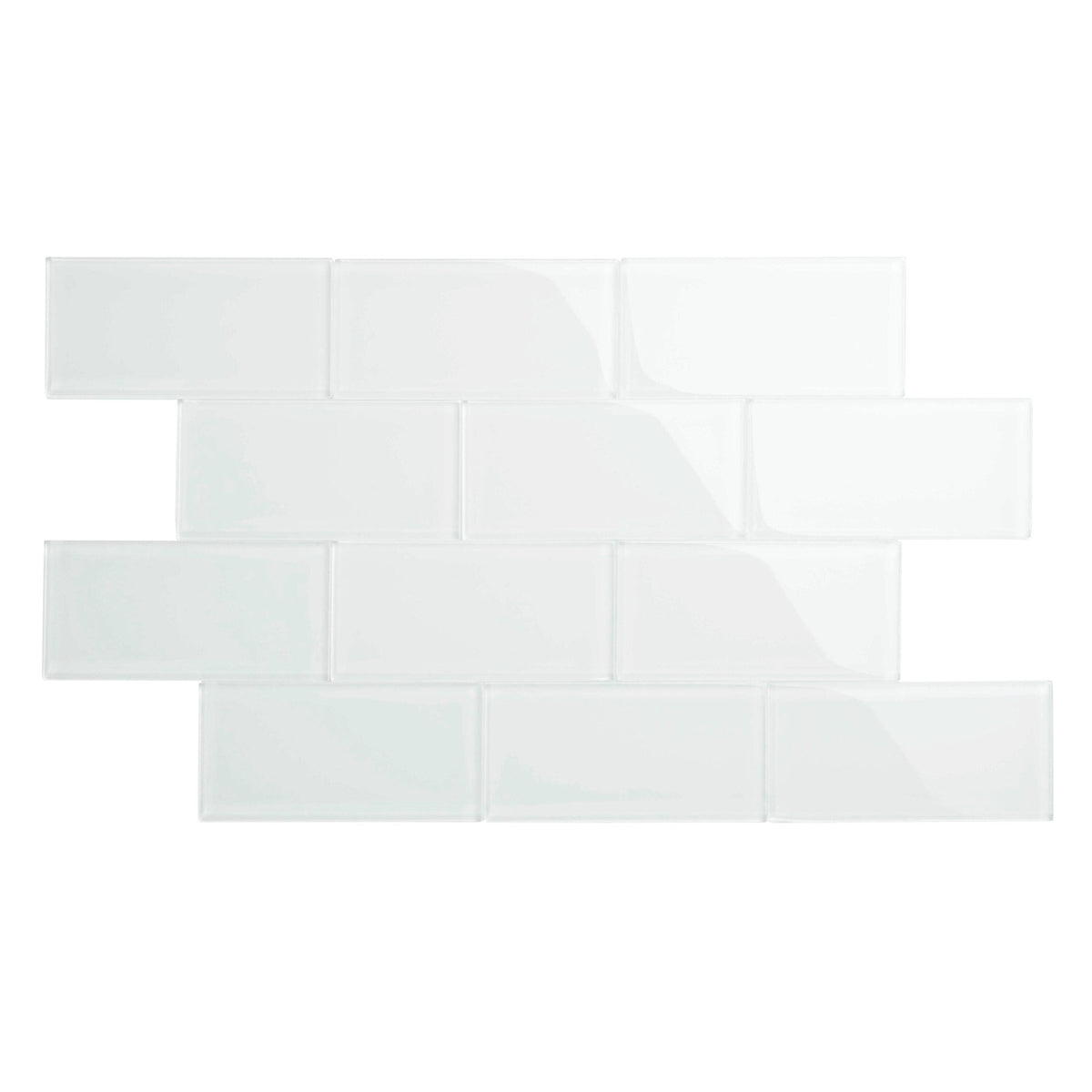 Giorbello Classic Premium Bright White 3-in x 6-in Glossy Glass Subway Wall Tile (5-sq. ft/ Carton)