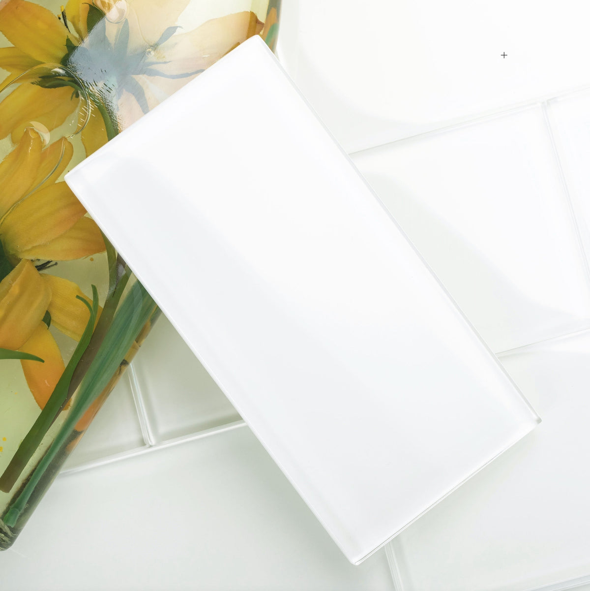 Giorbello (Sample) 3x6 glass subway tiles Bright White 3-in x 6-in Glossy Glass Brick Subway Wall Tile