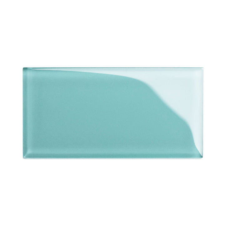 Giorbello (Sample) 3x6 Glass Subway Tiles Teal 3-in x 6-in Glossy Glass Brick Subway Wall Tile