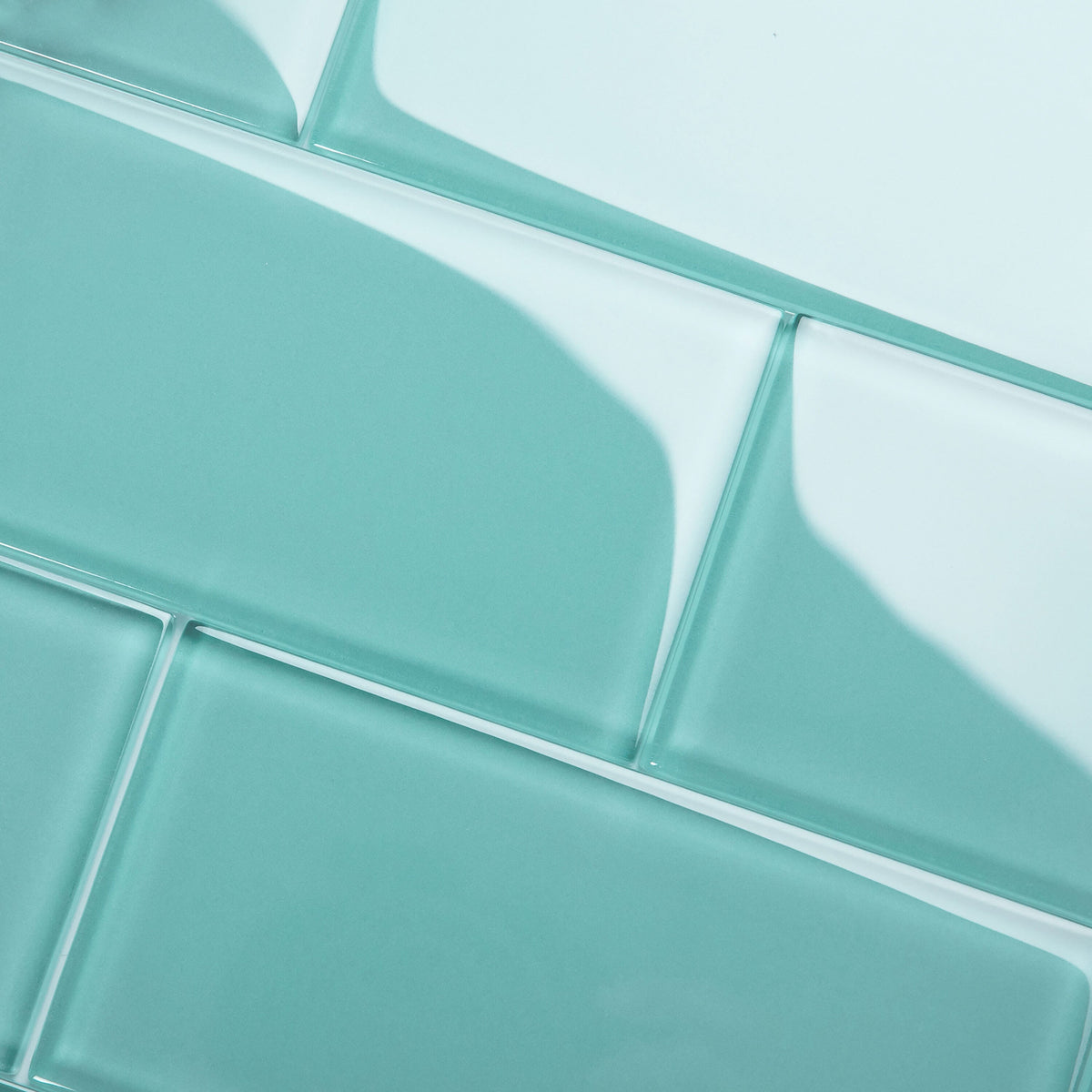 Giorbello (Sample) 3x6 Glass Subway Tiles Teal 3-in x 6-in Glossy Glass Brick Subway Wall Tile