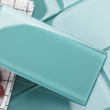 Giorbello Classic Premium Teal 6-in x 12-in Glossy Glass Subway Wall Tile (5-sq. ft/ Carton)