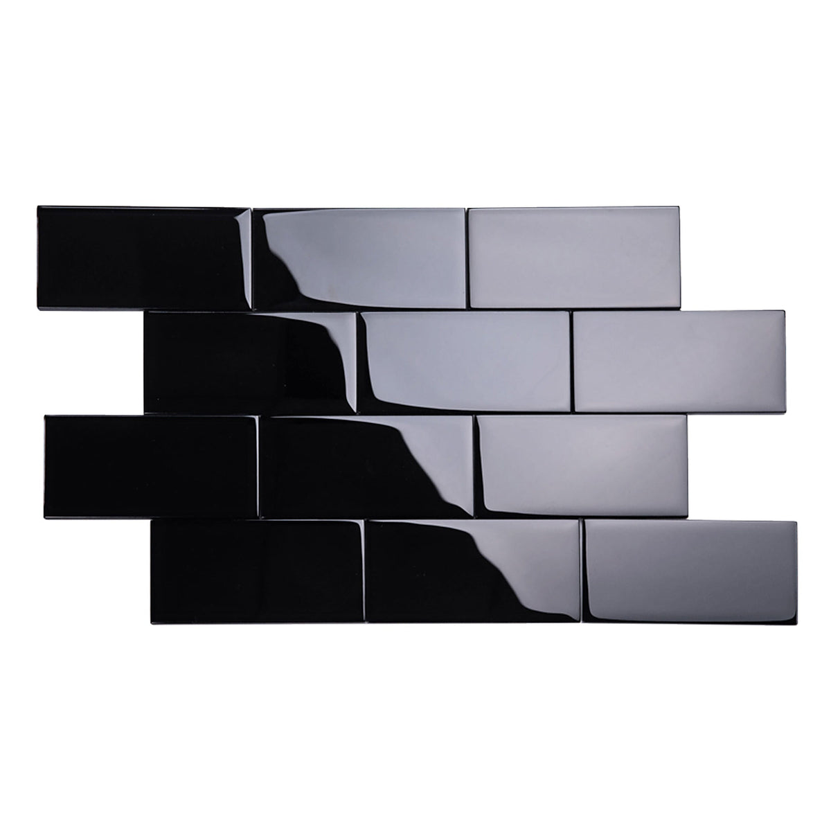 Giorbello Classic Premium Glass Subway Black 3-in x 6-in Glossy Glass Subway Wall Tile (5-sq. ft/ Carton)