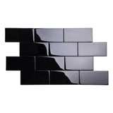 Giorbello Classic Premium Glass Subway Black 3-in x 6-in Glossy Glass Subway Wall Tile (5-sq. ft/ Carton)