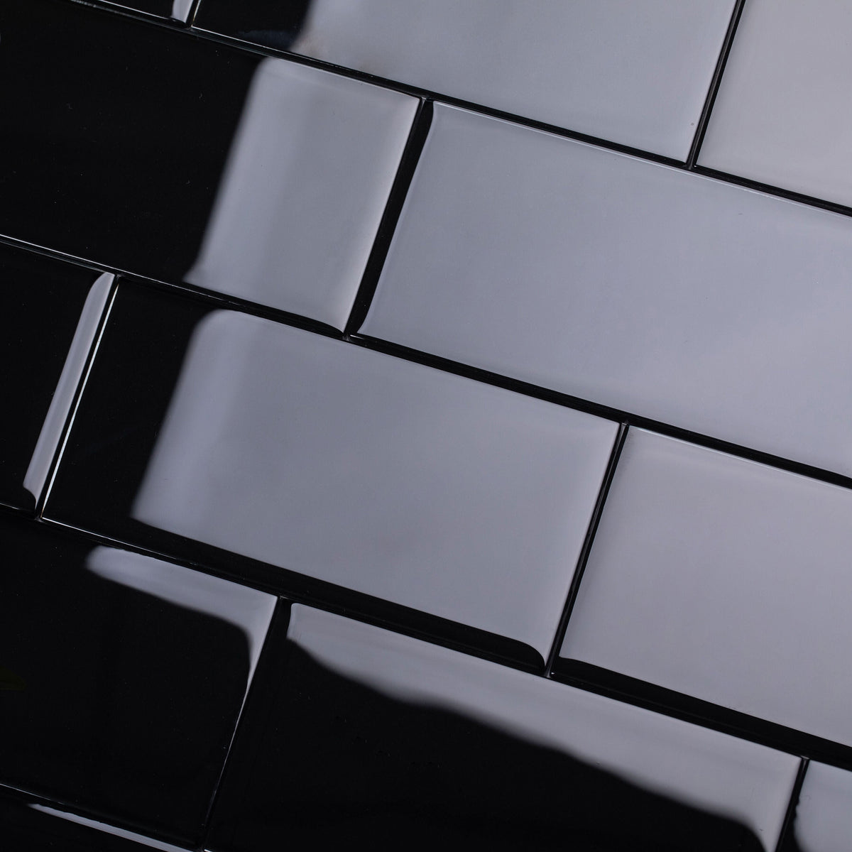 Giorbello (Sample) 3x6 Glass Subway Tiles Black 3-in x 6-in Glossy Glass Brick Subway Wall Tile