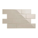 Giorbello Classic Premium Light Taupe 3-in x 6-in Glossy Glass Subway Wall Tile (5-sq. ft/ Carton)