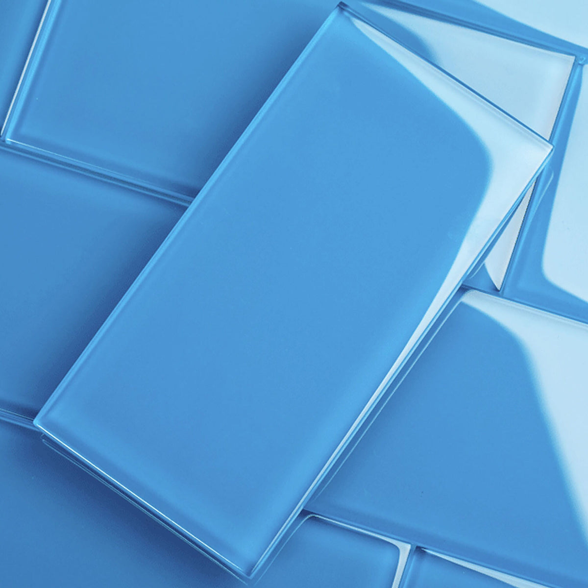 Giorbello (Sample) 3x6 Glass Subway Tiles Blue 3-in x 6-in Glossy Glass Brick Subway Wall Tile