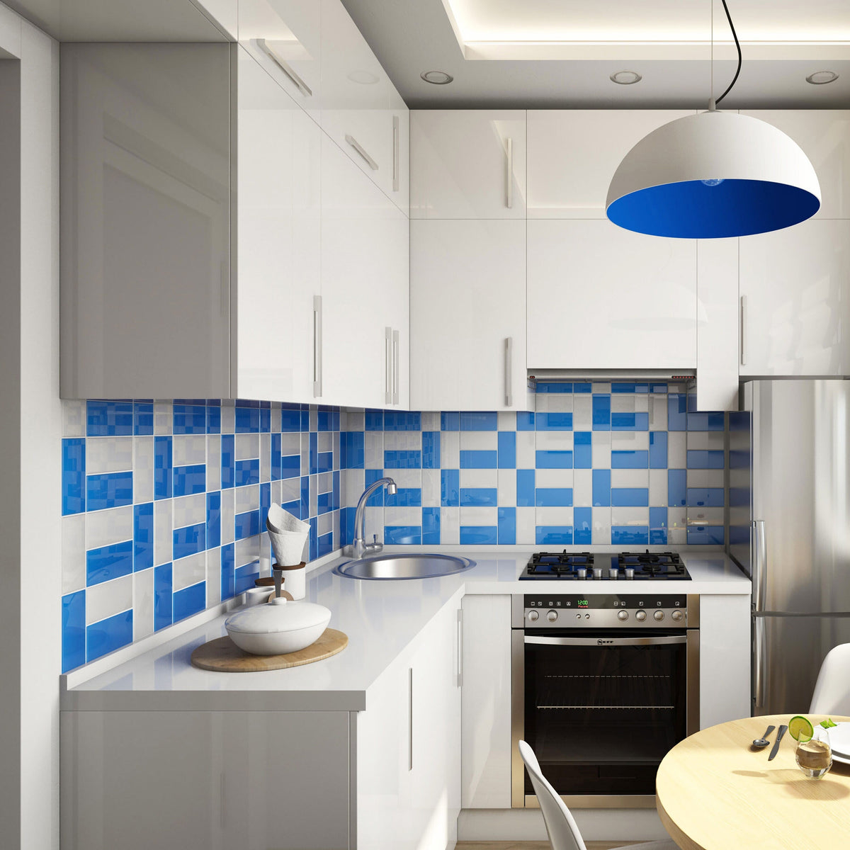 Giorbello Classic Premium Blue 3-in x 6-in Glossy Glass Subway Wall Tile (5-sq. ft/ Carton)