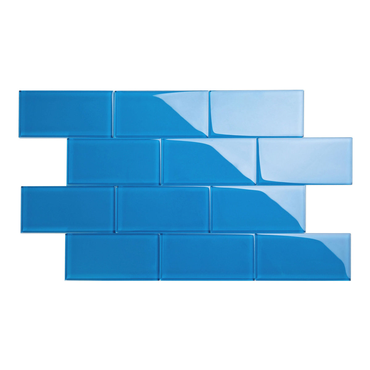 Giorbello Classic Premium Blue 3-in x 6-in Glossy Glass Subway Wall Tile (5-sq. ft/ Carton)