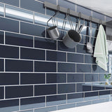 Giorbello (Sample) Glass Subway Midnight Blue 3-in x 6-in Glossy Glass Wall Tile