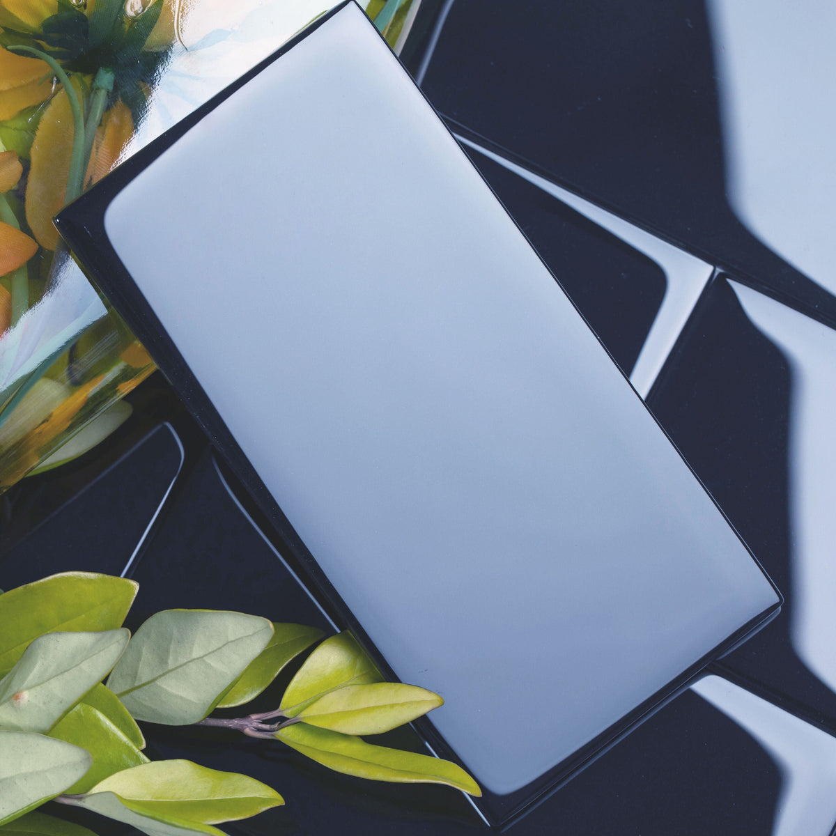 Giorbello (Sample) Glass Subway Midnight Blue 3-in x 6-in Glossy Glass Wall Tile