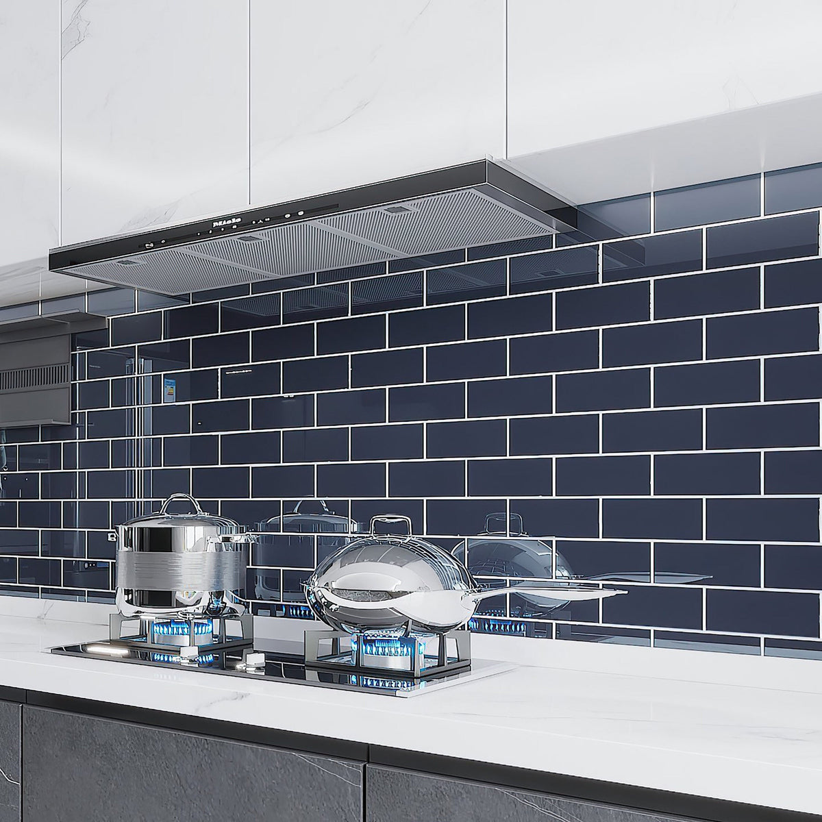 Giorbello Classic Premium Midnight Blue 3-in x 6-in Glossy Glass Subway Wall Tile (5-sq. ft/ Carton)