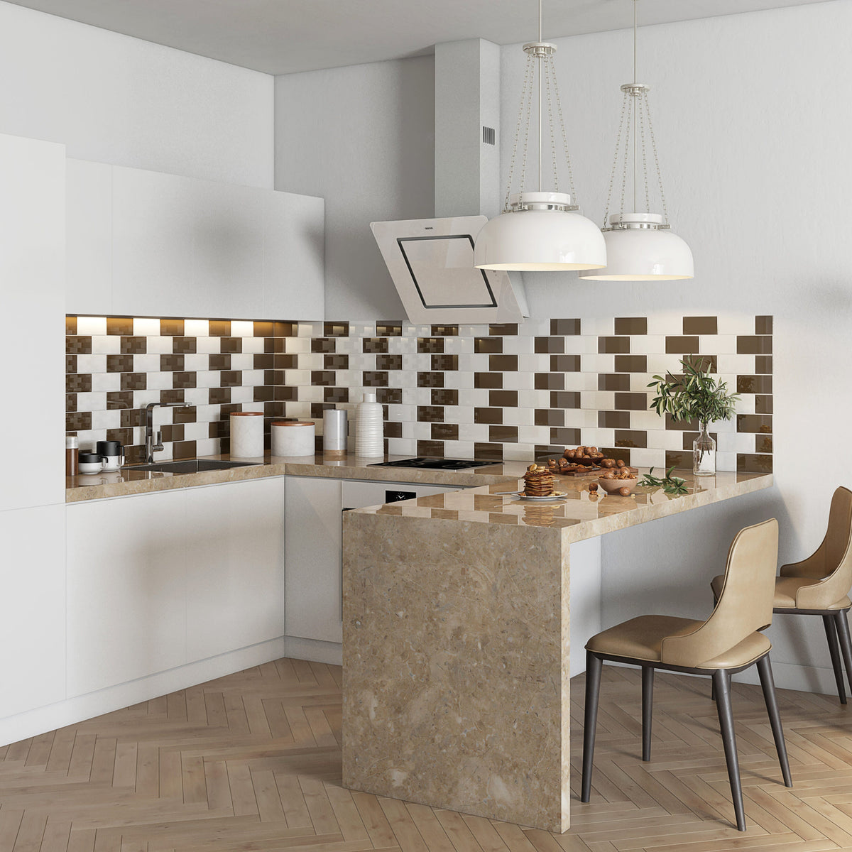 Giorbello Classic Premium Classic Brown 3-in x 6-in Glossy Glass Subway Wall Tile (5-sq. ft/ Carton)
