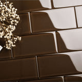 Giorbello Classic Premium Classic Brown 6-in x 12-in Glossy Glass Subway Wall Tile (5-sq. ft/ Carton)