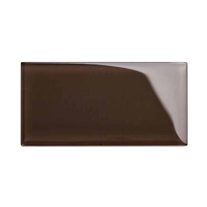 Giorbello (Sample) 3x6 Glass Subway Tiles Classic Brown 3-in x 6-in Glossy Glass Brick Subway Wall Tile