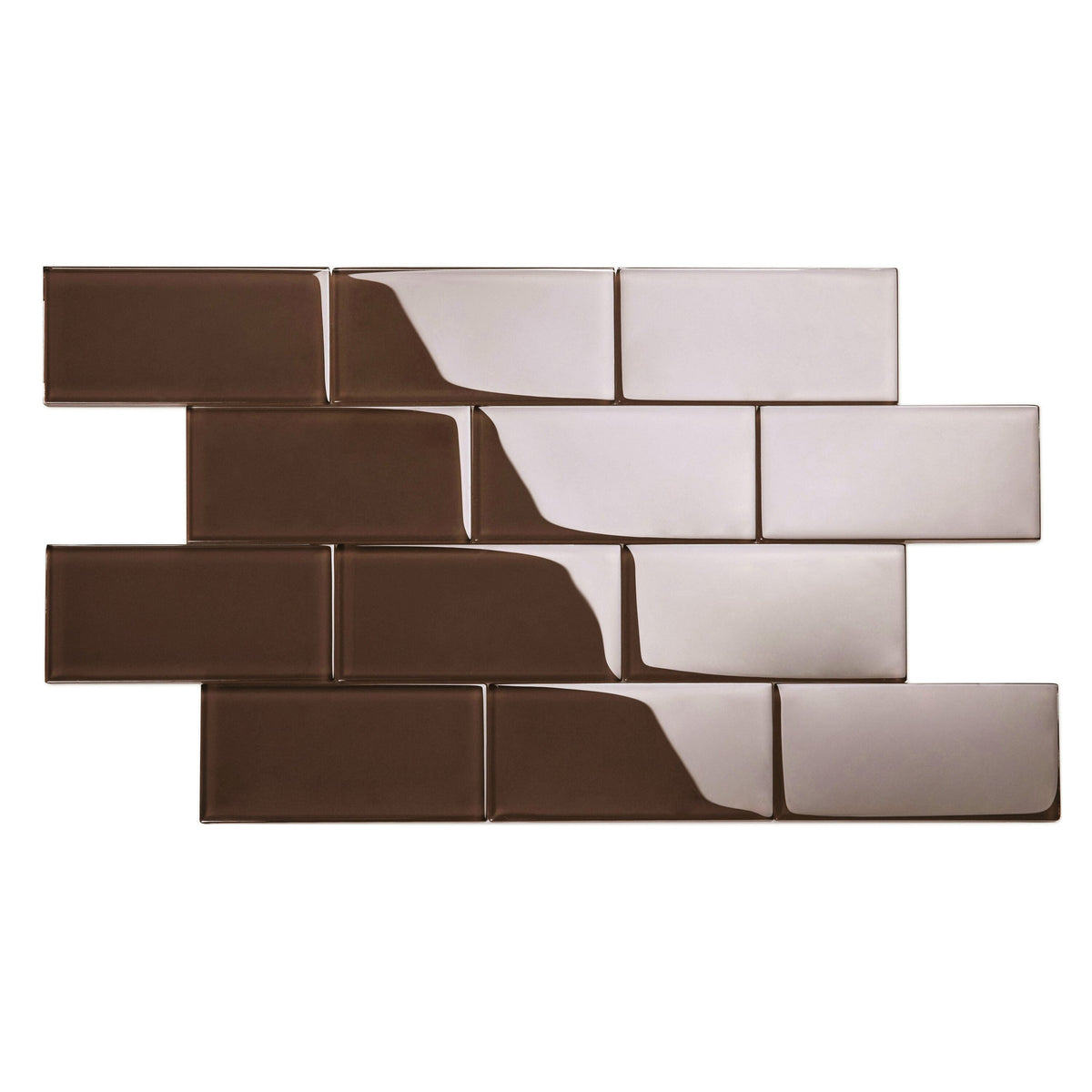 Giorbello Classic Premium Classic Brown 3-in x 6-in Glossy Glass Subway Wall Tile (5-sq. ft/ Carton)