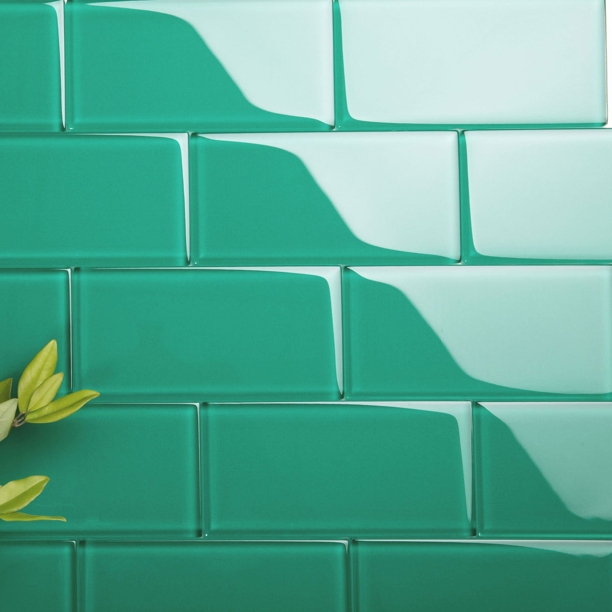 Giorbello (Sample) 3x6 Glass Subway Tiles Emerald Green 3-in x 6-in Glossy Glass Brick Subway Wall Tile