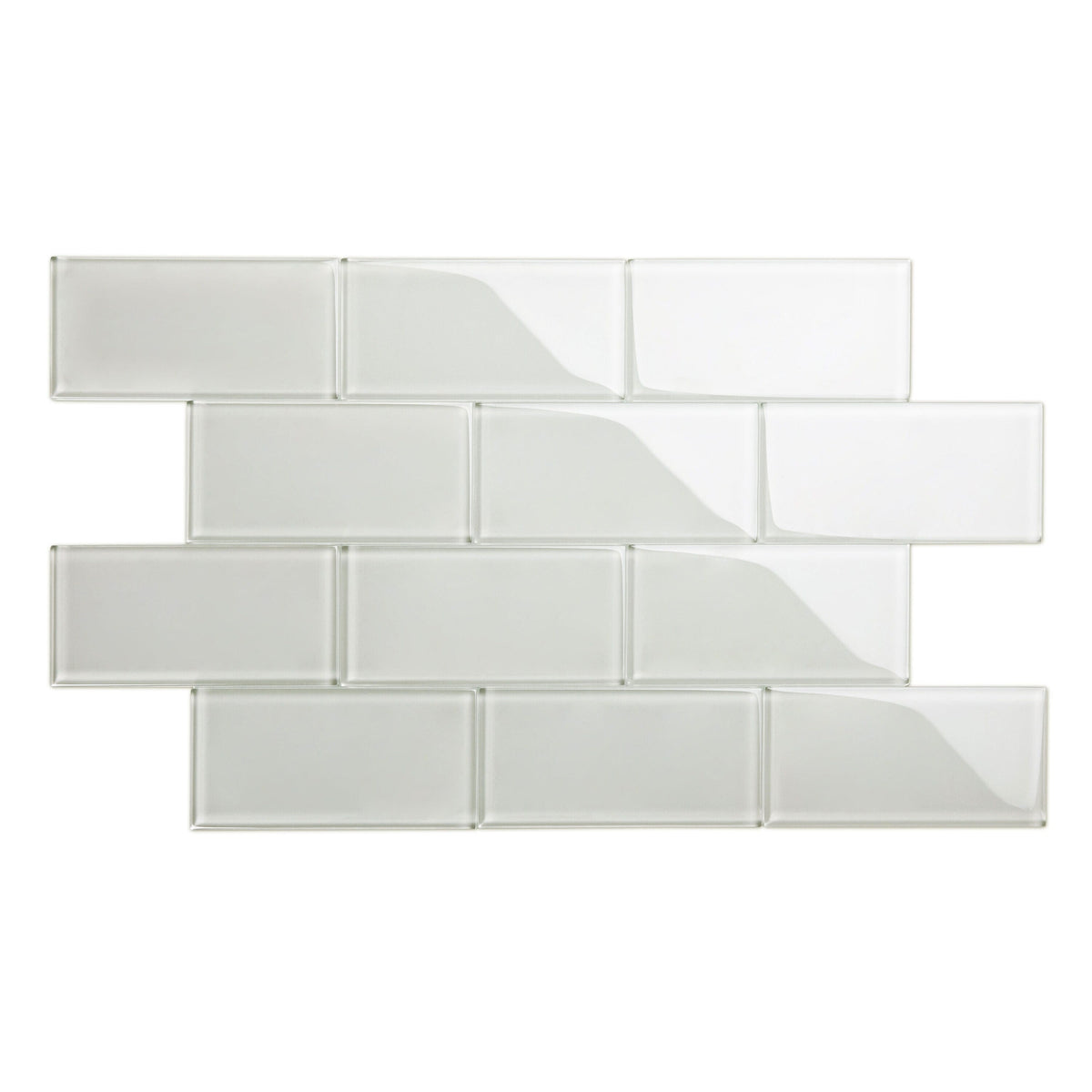 Giorbello Classic Premium Light Gray 3-in x 6-in Glossy Glass Subway Wall Tile (5-sq. ft/ Carton)