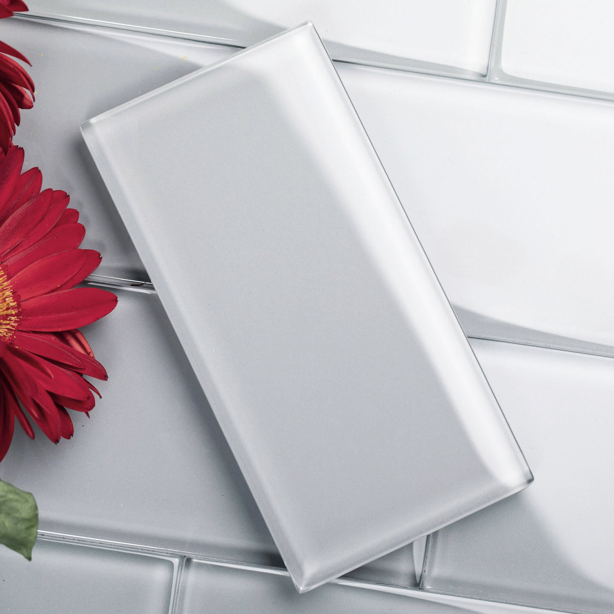 Giorbello (Sample) Glass Subway Lavender Gray 3-in x 6-in Glossy Glass Wall Tile