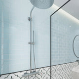 Giorbello (Sample) 3x6 glass subway tiles Morning Sky Blue 3-in x 6-in Glossy Glass Brick Subway Wall Tile