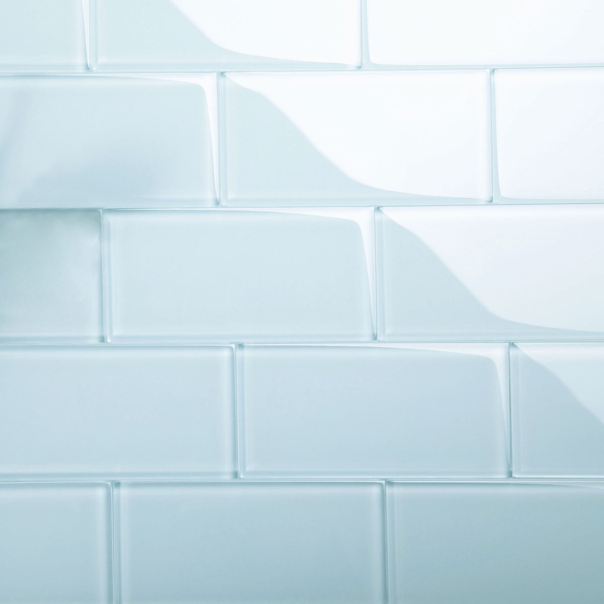 Giorbello (Sample) 3x6 glass subway tiles Morning Sky Blue 3-in x 6-in Glossy Glass Brick Subway Wall Tile