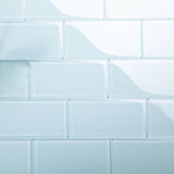 Giorbello (Sample) 3x6 glass subway tiles Morning Sky Blue 3-in x 6-in Glossy Glass Brick Subway Wall Tile
