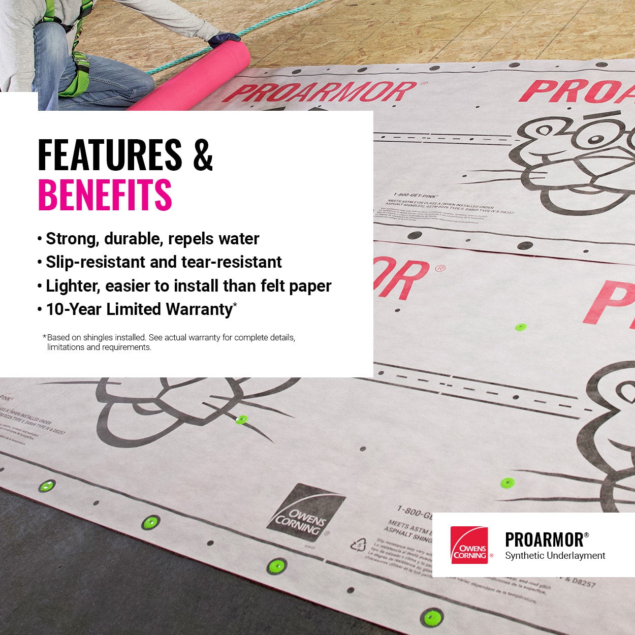 Owens Corning ProArmor Synthetic Roof Underlayment Roll, 10 Squares (42 in. x 286 ft., ~1000 sq. ft.)