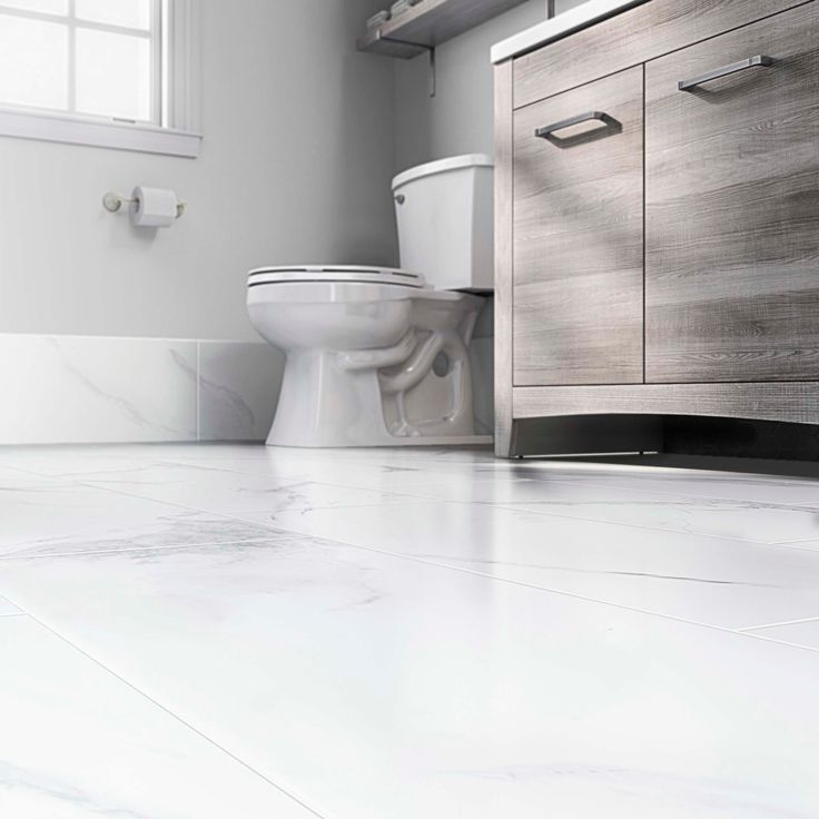 Style Selections Calacatta White 12-in x 24-in Matte Porcelain Marble Look Floor Tile