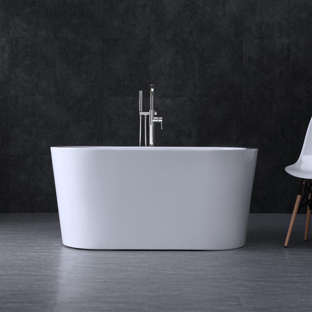 Bridgewater 56 in Acrylic Freestanding Double Ended Soaking Bathtub with Drain and Overflow Included in White - Super Arbor