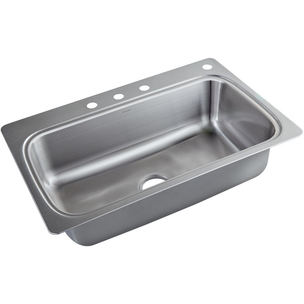 Verse Drop-in Stainless Steel 33 in. 4-Hole Single Bowl Kitchen Sink - Super Arbor