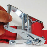 20 ft. x 2 in. Logistic Ratchet E-Strap with Hook and Loop Storage Fastener in Red - Super Arbor
