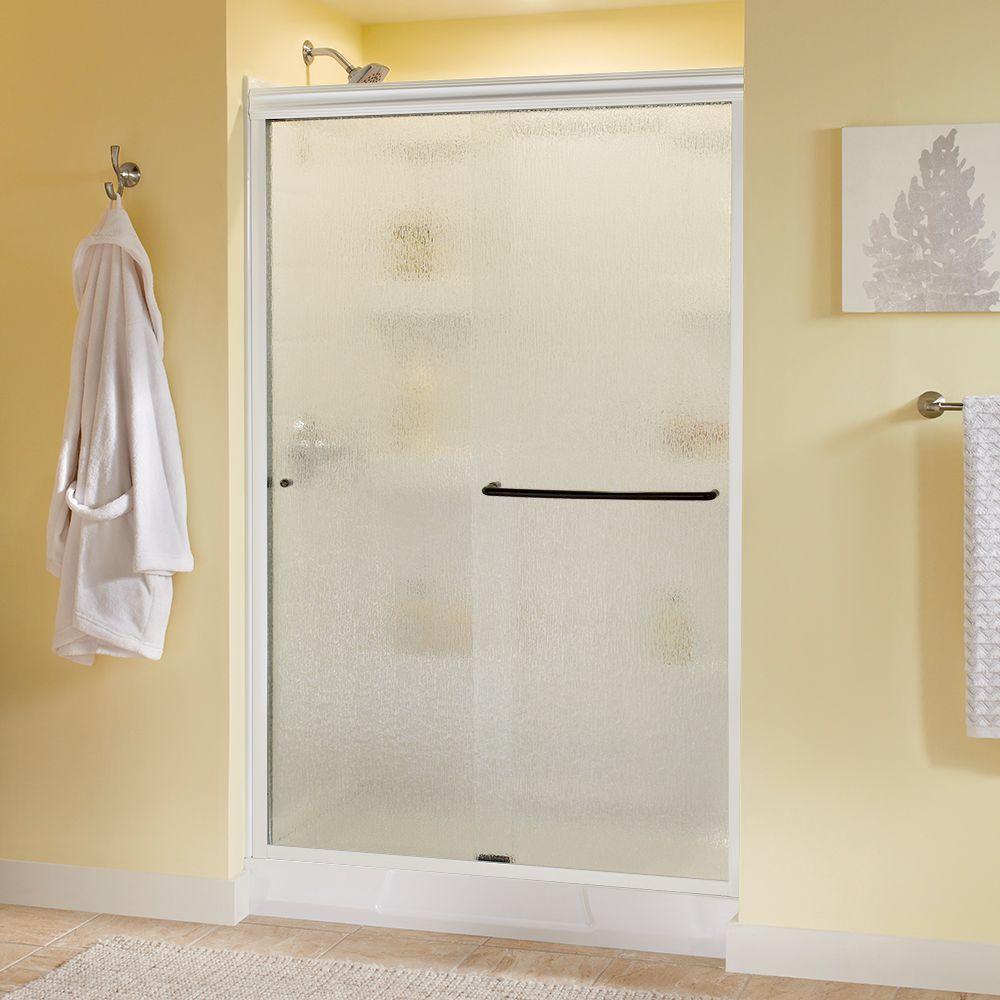 Simplicity 48 in. x 70 in. Semi-Frameless Traditional Sliding Shower Door in Bronze with Clear Glass - Super Arbor
