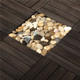 Topeakmart Pack of 27 Interlocking Wood Flooring Tiles Indoor & Outdoor for Patio Garden Deck Poolside 12''x12'' Dark Brown