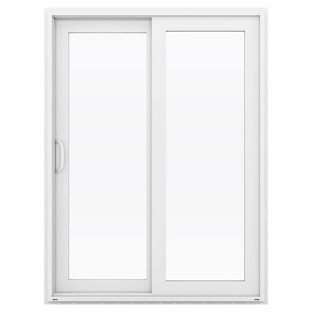 JELD-WEN V-4500 60-in x 80-in 4-9/16-in Low-e Argon White Vinyl Sliding Left-Hand Sliding Double Patio Door Screen Included