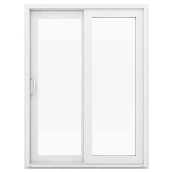 JELD-WEN V-4500 60-in x 80-in 4-9/16-in Low-e Argon White Vinyl Sliding Left-Hand Sliding Double Patio Door Screen Included