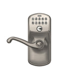 Schlage Plymouth Bright Brass Keypad Lever with Flair Lever Featuring Flex-Lock