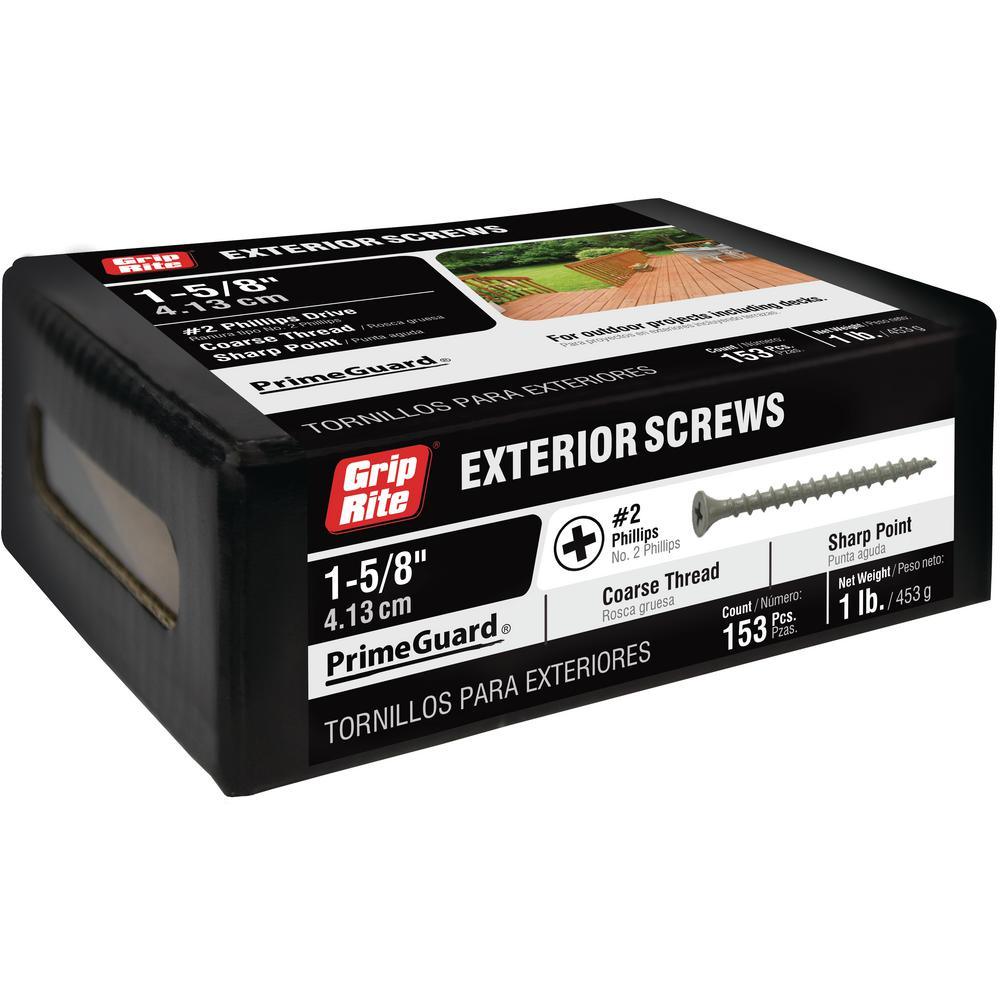 #6 x 1-5/8 in. Philips Bugle-Head Coarse Thread Sharp Point Polymer Coated Exterior Screw (1 lb./Pack)