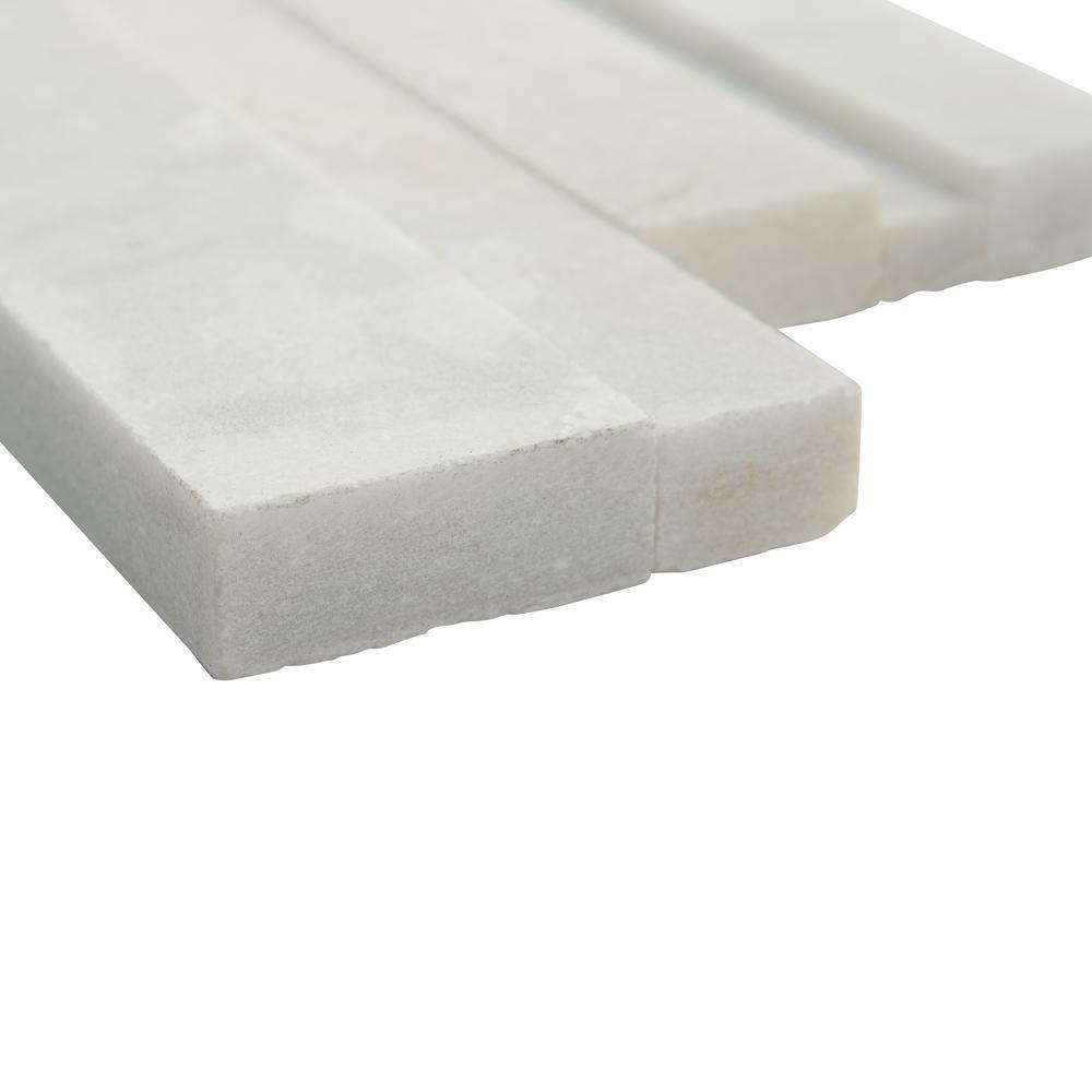 Arctic White 3D Ledger Panel 6 in. x 24 in. Honed Marble Wall Tile (10 cases / 60 sq. ft. / pallet) - Super Arbor