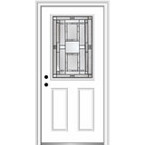 32 in. x 80 in. Metro Right-Hand Inswing Decorative 1/2 Lite 2-Panel Primed Steel Prehung Front Door on 4-9/16 in. Frame - Super Arbor