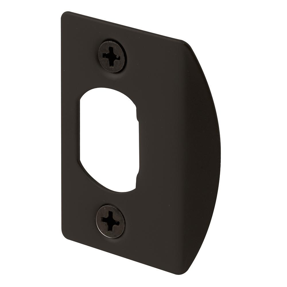 Door Latch Strike Plate, Steel Construction, Classic Bronze Finish - Super Arbor