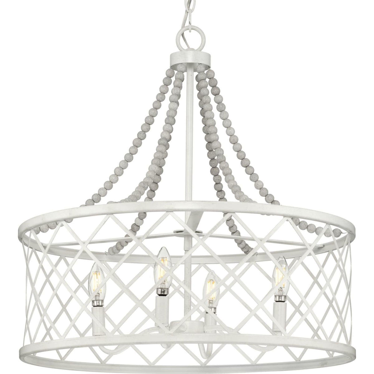 Progress Lighting Bisset 4-Light White Coastal Chandelier