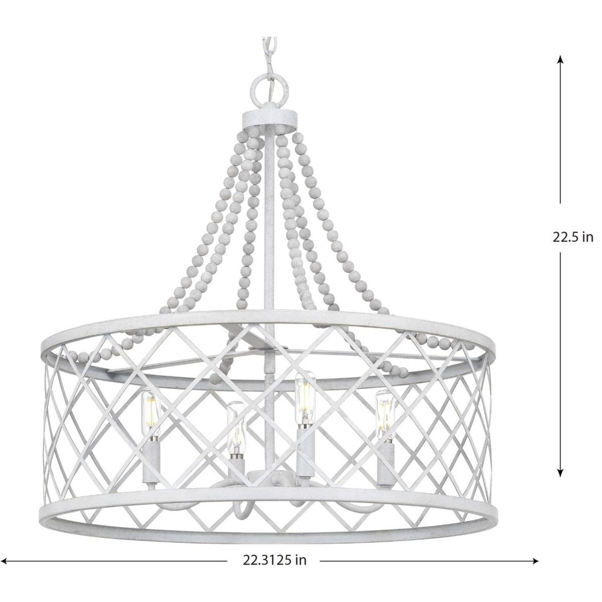 Progress Lighting Bisset 4-Light White Coastal Chandelier