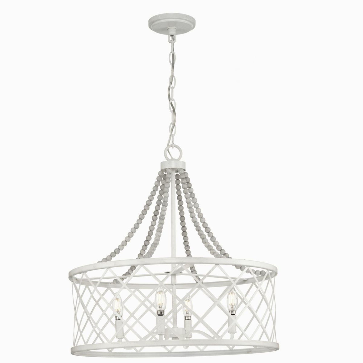 Progress Lighting Bisset 4-Light White Coastal Chandelier