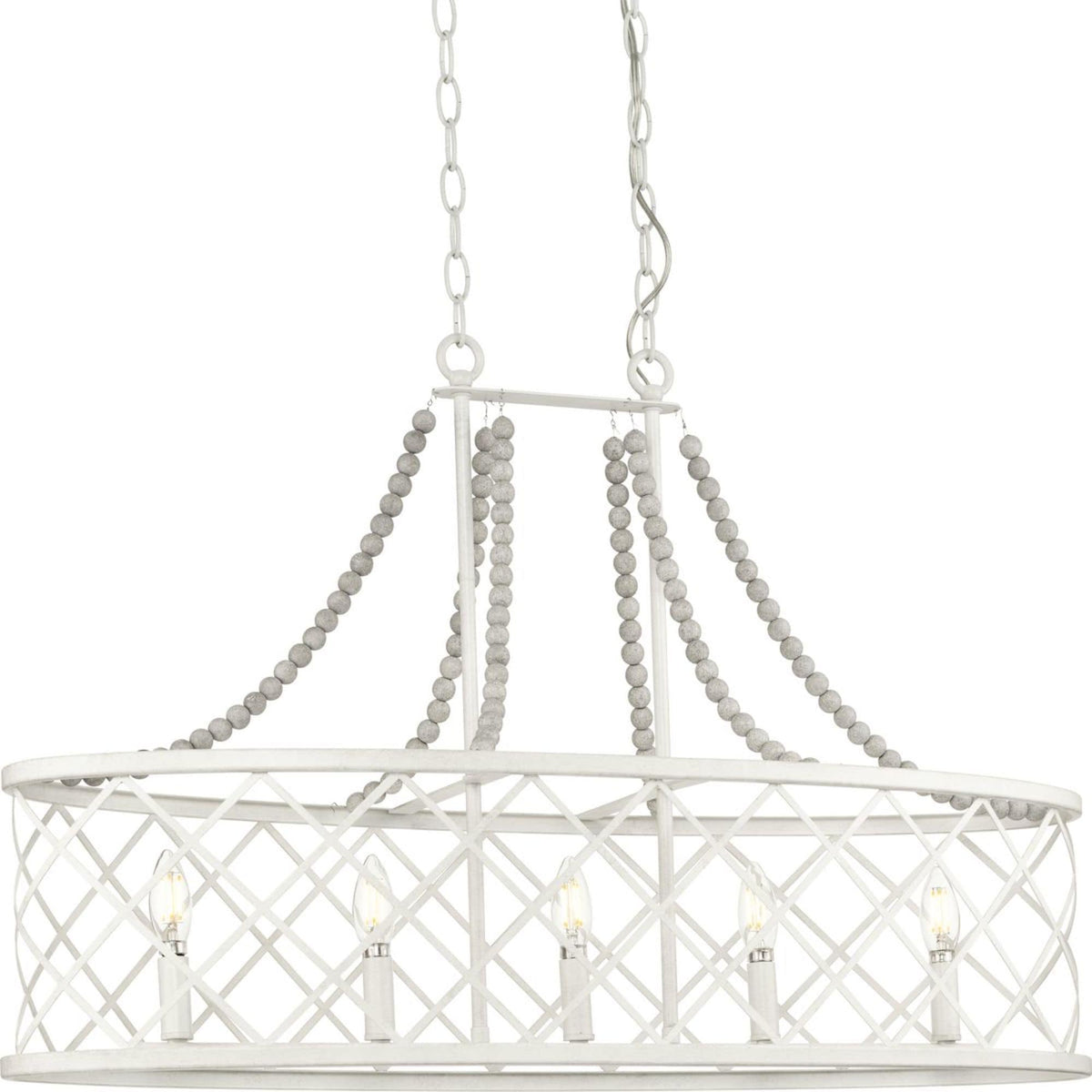 Progress Lighting Bisset 5-Light White Coastal Chandelier