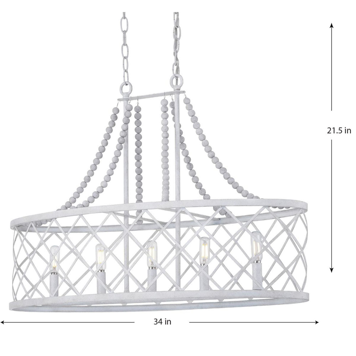 Progress Lighting Bisset 5-Light White Coastal Chandelier